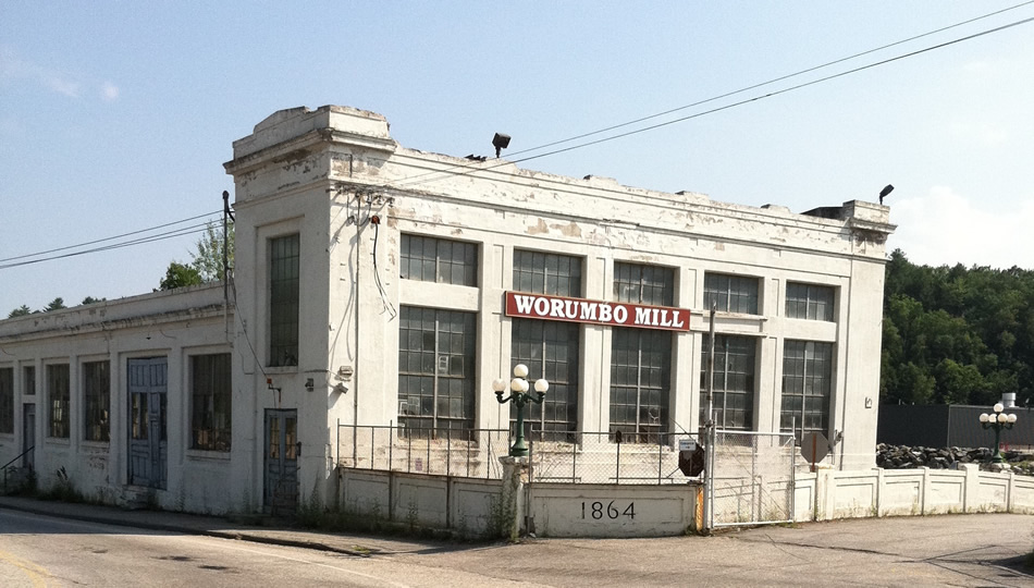 Shot of Worumbo Mills in Lisbon Falls, Maine